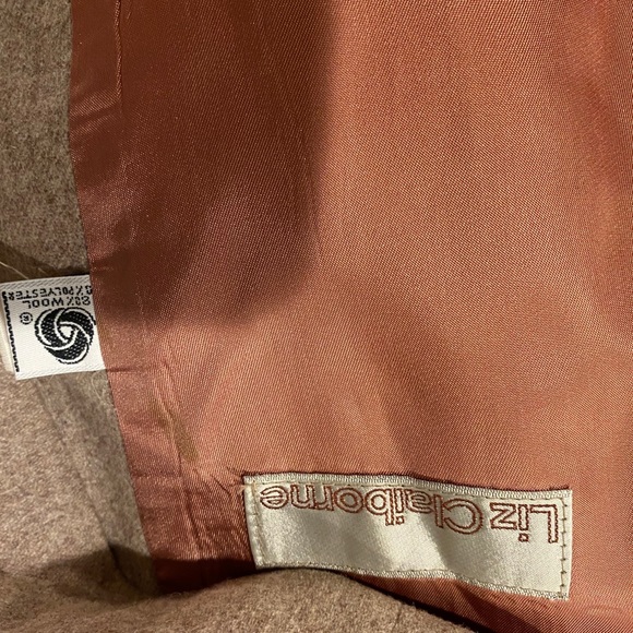 Liz Claiborne Tan Wool Vintage Long Sleeves Jacket - Picture 9 of 11